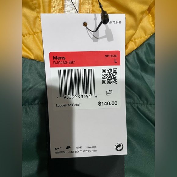 New!! Nike Synthetic Fill Colorblock Full-Zip Hooded Jacket - Large - Picture 7 of 7